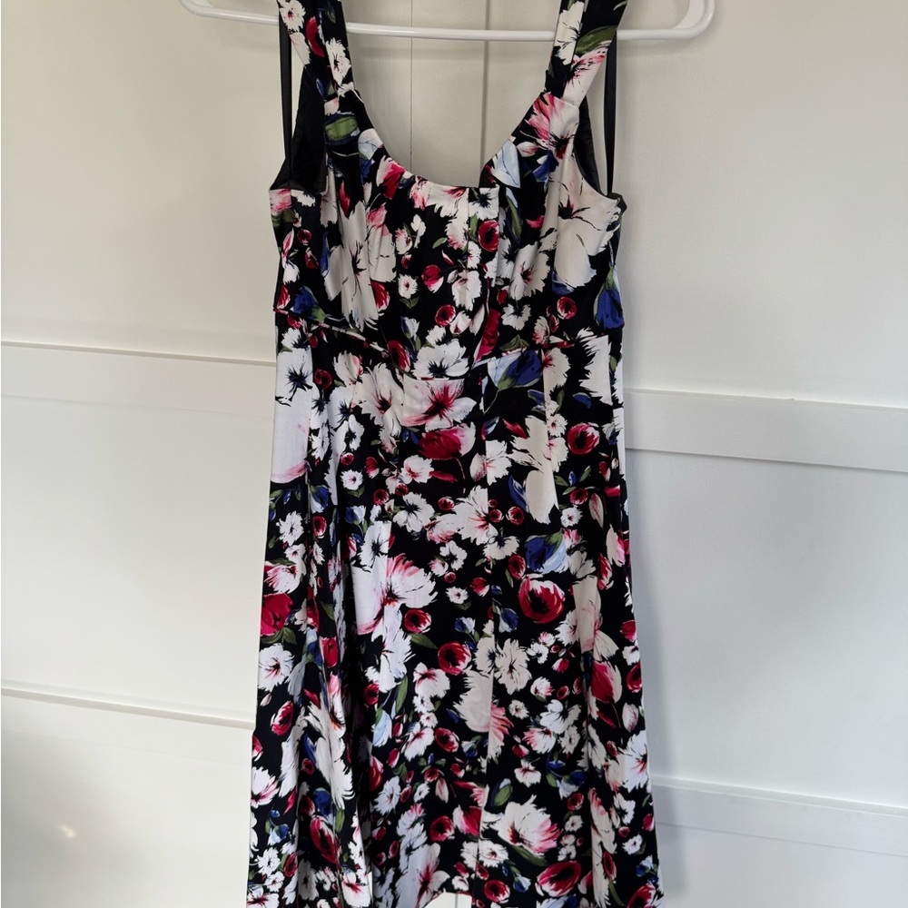Floral Sleeveless Dress - Black, White, Pink